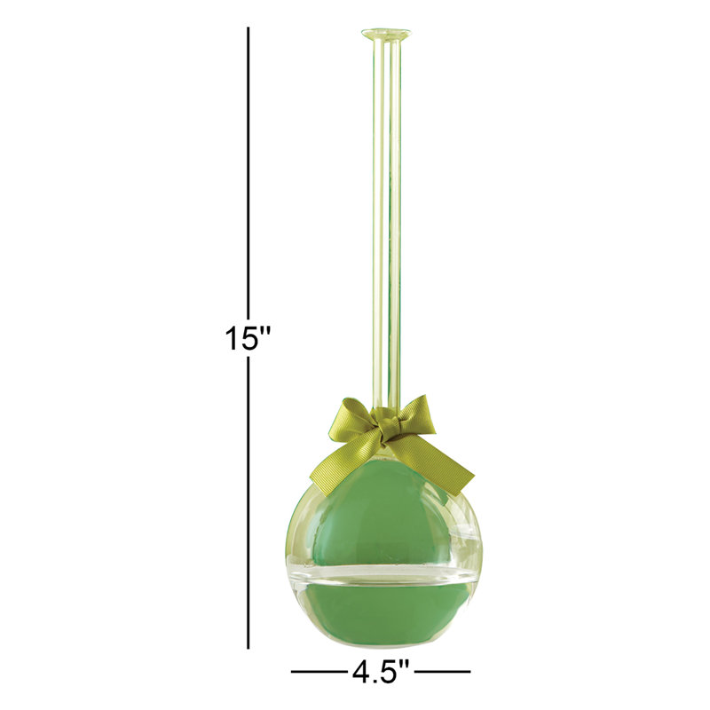 Bubble Vase Set of 4 With Sage Green Ribbon 12" H Hand Blown Glass Sleek And Chic