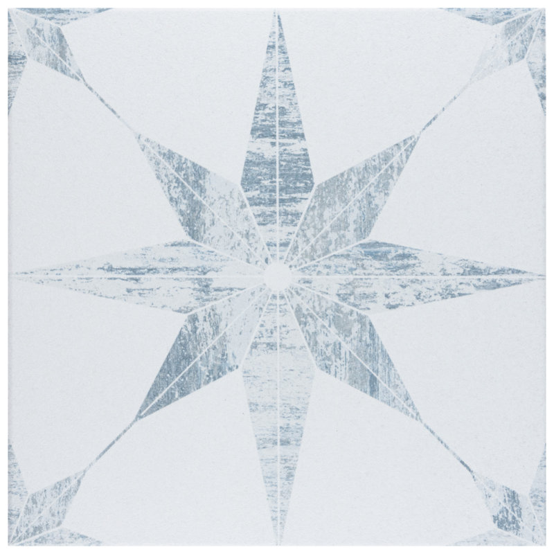 Cassis Stella 10" x 10" Porcelain Patterned Wall & Floor Tile, White