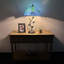 Lampe de table Meryem Tiffany avec vitrail bleu et feuilles vertes incluses Ampoules DEL H 24 po x l 14 po x P 14 po