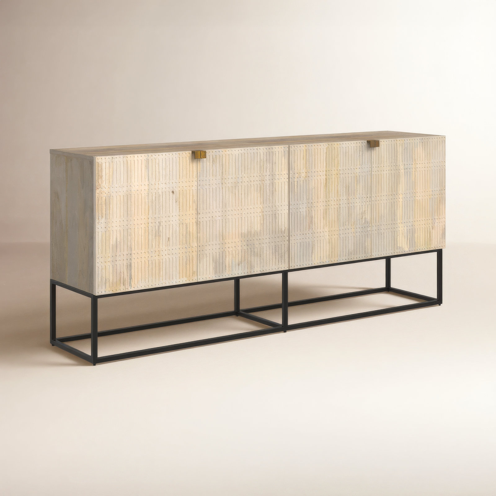 Elle Mango Sideboard, Light Wash Carved Mango