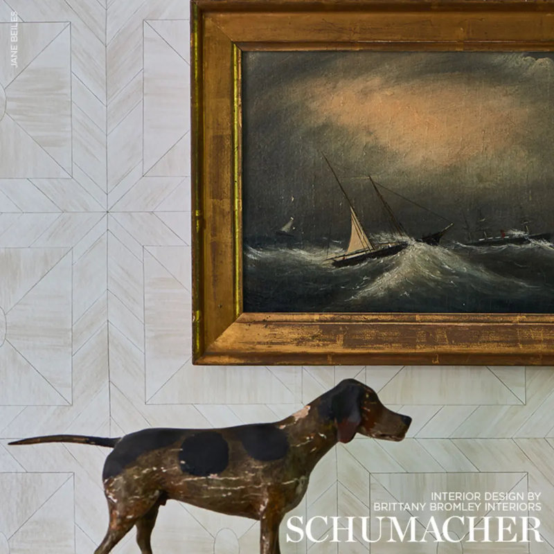 Schumacher x Celerie Kemble Bone Frame Wallpaper, Natural