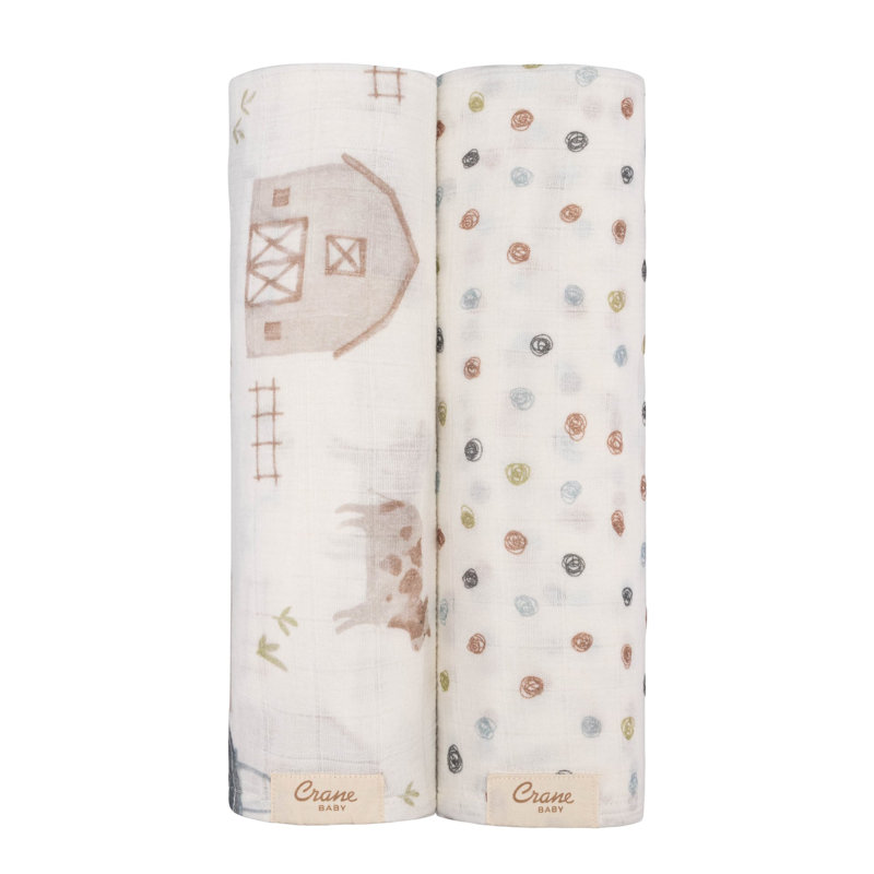 2-pc. Tractor/Dot Swaddle Set