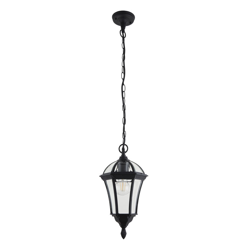 Drayton IP44 black lantern pendant