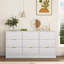 Commode blanche à 9 tiroirs 63 po avec façades ondulées 63 po, armoire de rangement longue en bois