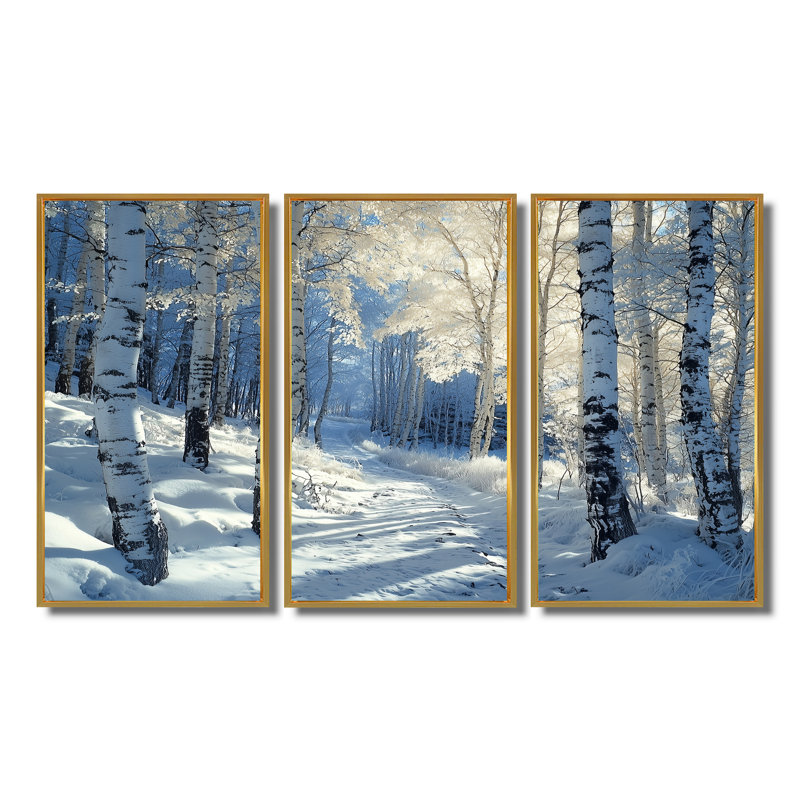 «White Pine Tree In Winter Forest Panorama», ensemble de reproductions d'art mural paysage d'hiver