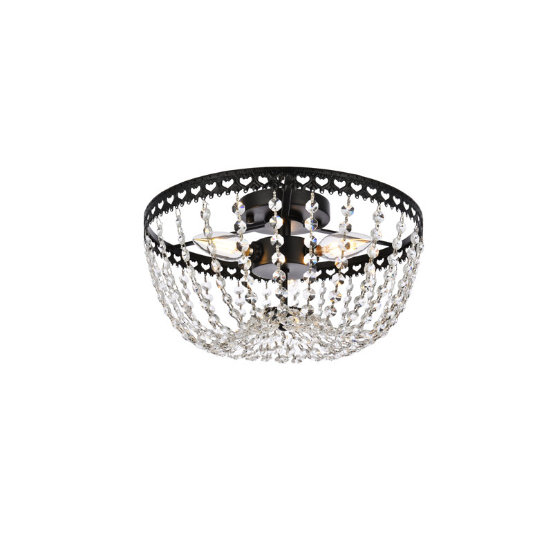 Attahrawi 3-Light Flush Mount, Black, 7.5" H x 12" W x 12" D