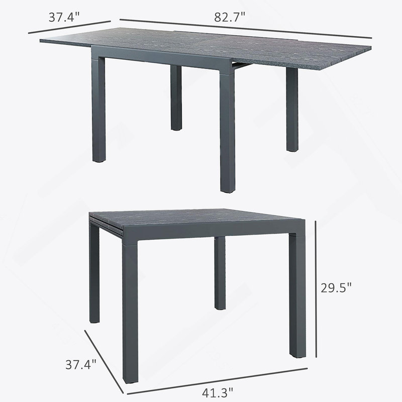 Table d'extérieur, table d'extérieur rectangulaire en aluminium