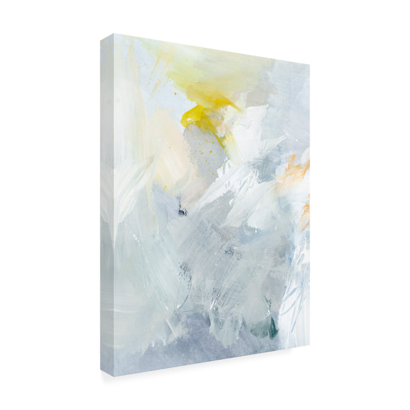 «Canary and Sky II» par Victoria Barnes - peinture sur toile tendue, H 47 po x l 35 po x P 2 po