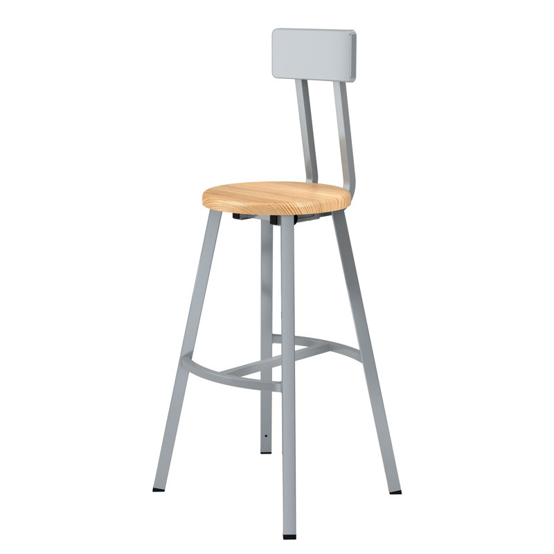 Tabouret industriel / de hauteur fixe avec dossier, H 30 po