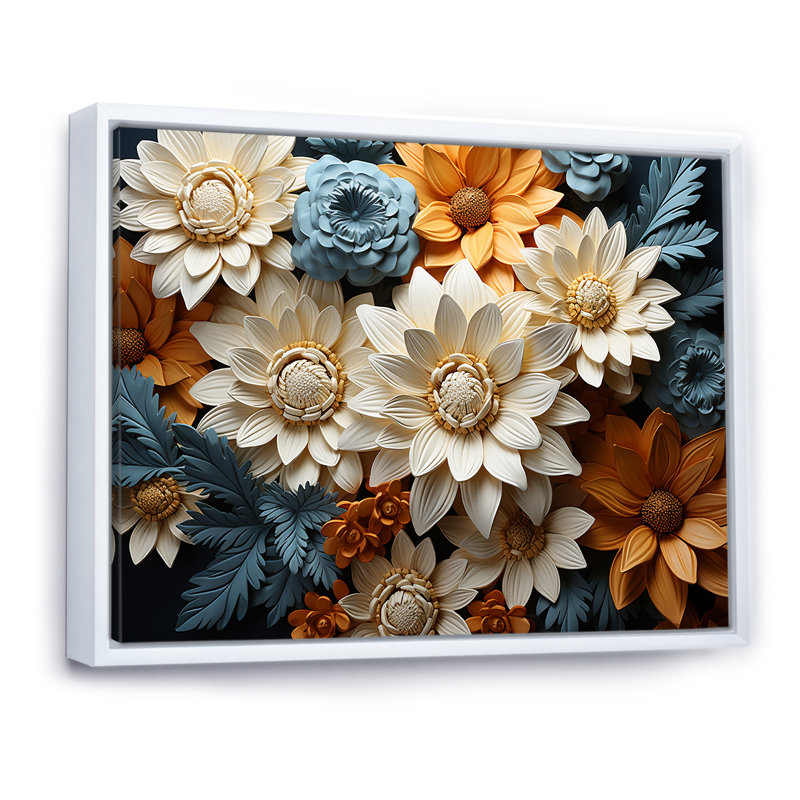 «Colorful Daisy Blossom Bliss» sur impression sur toile, H 24 po x l 32 po x P 1 po, Cadre flottant blanc