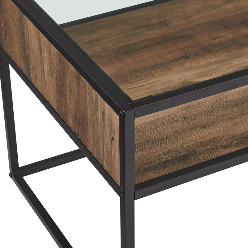 Table basse à cadre avec rangement Barkad, Chêne rustique