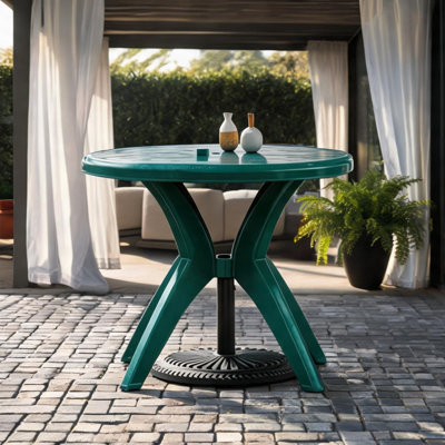 36.25-Inch Dining Table, combining Outdoor Space, Umbrella Hole, and Green with Rich Green