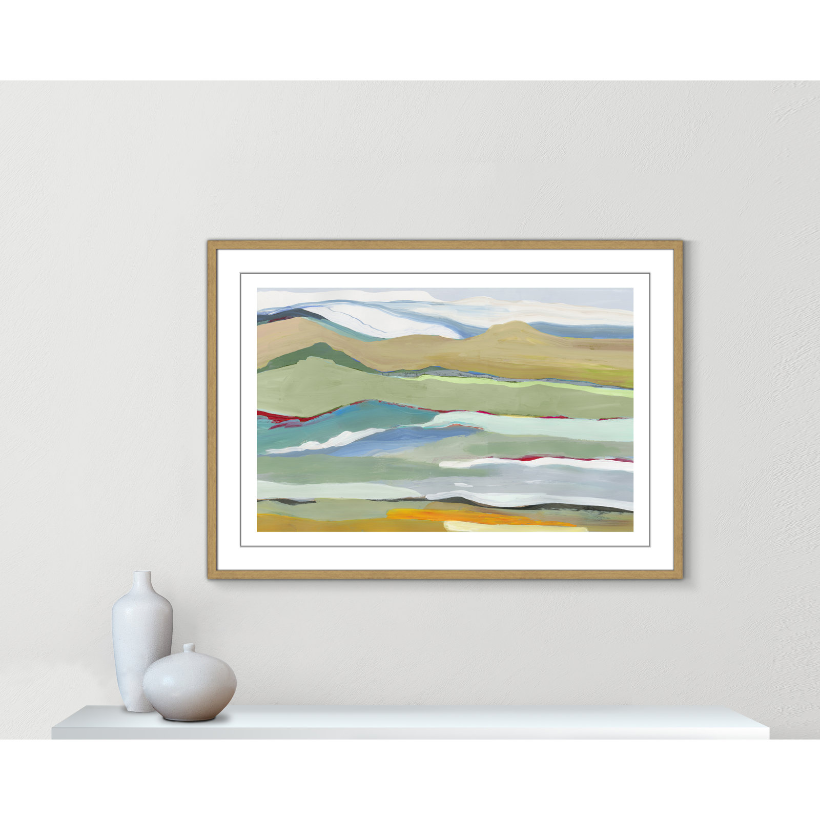 Dee "Goodbye Summer on the Hills" Painting, Natural Wood Framed, 29.5" H x 41.5" W x 0.75" D