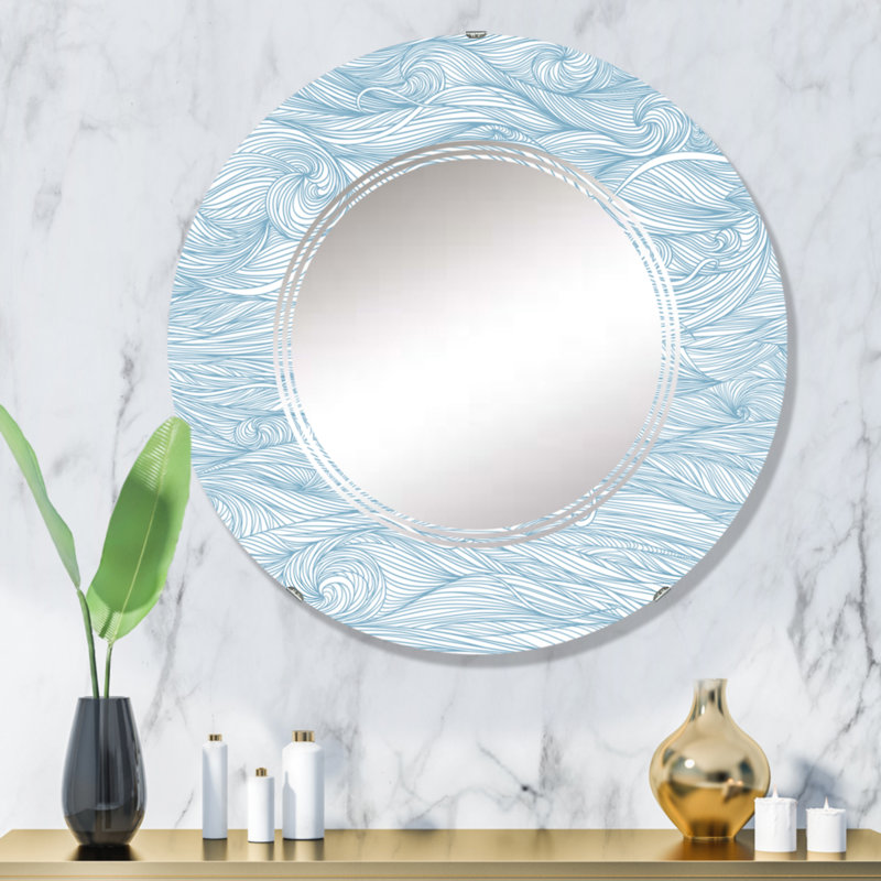 Miroir mural bleu clair, 32 po x 32 po