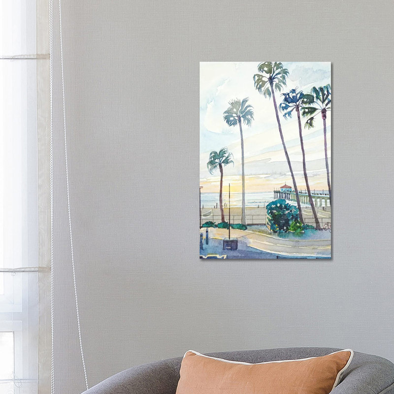 Manhattan Beach Pier by Luisa Millicent - Painting on Canvas, 66.04cm H x 45.72cm W x 3.81cm D, Wrapped Canvas