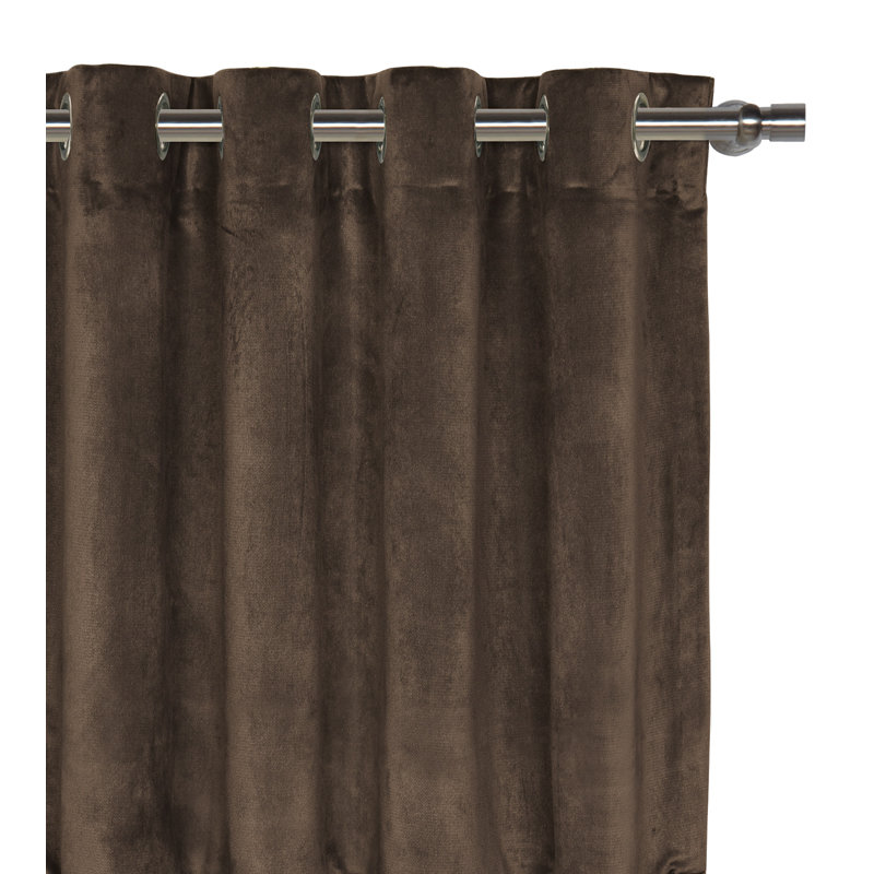 Nellis Plush Velvet Room Darkening Curtain, 48" W x 120" L, Dark Brown