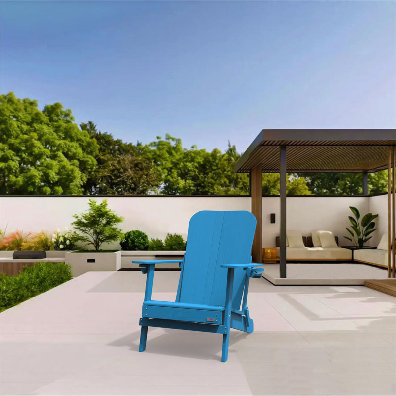 Breianna Foldable Outdoor Adirondack Chair, Pacific Blue