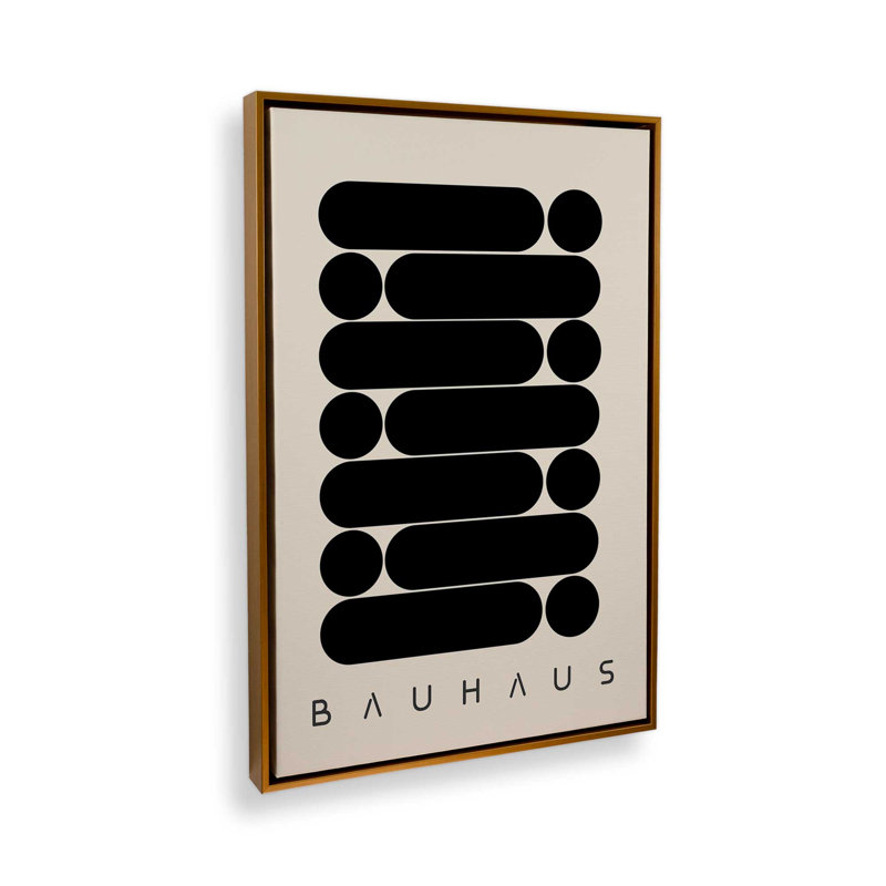 Impression abstraite de Bauhaus, H 36,75 po x l 24,75 po x P 1,75 po, Cadre flottant or poli
