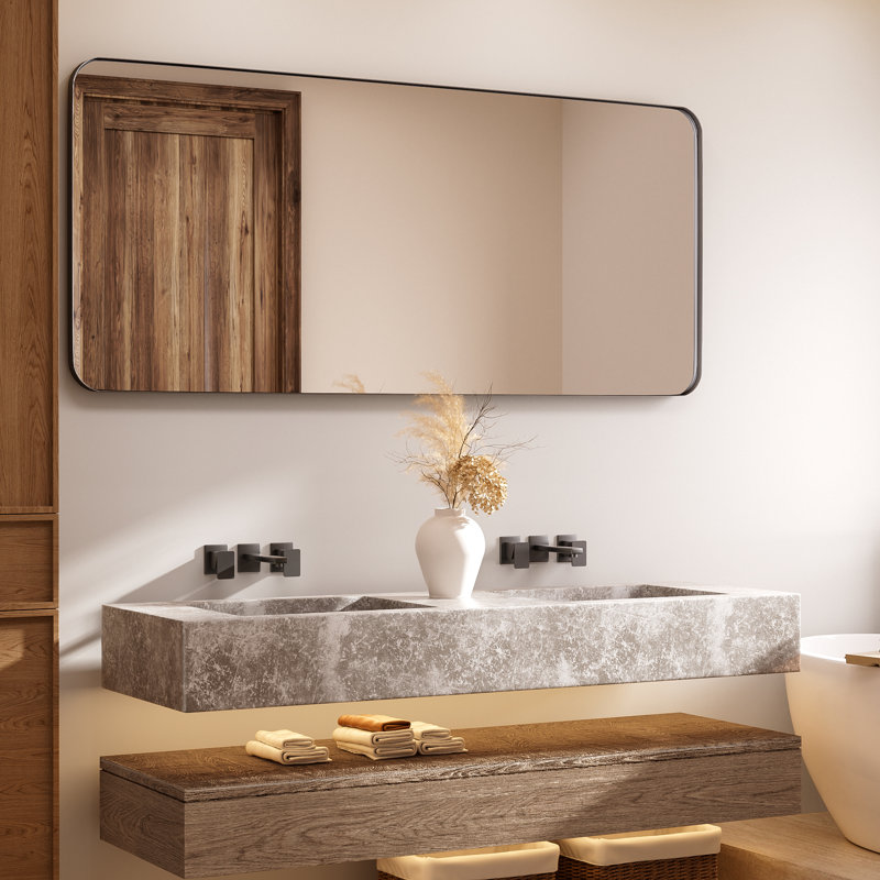 Miroir de salle de bain mural Cozy Design, 32 po x 72 po, Noir, Rectangle