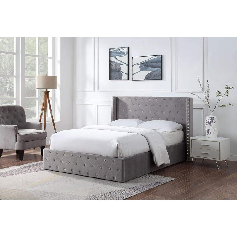 Borneo Upholstered Ottoman Storage Bed with Mattress, Kingsize (5')