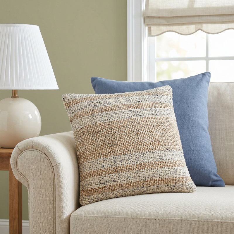 Serephine Striped Throw Pillow, 20"H x 20"W, Pillow Cover Only - No Insert, Khaki/Beige