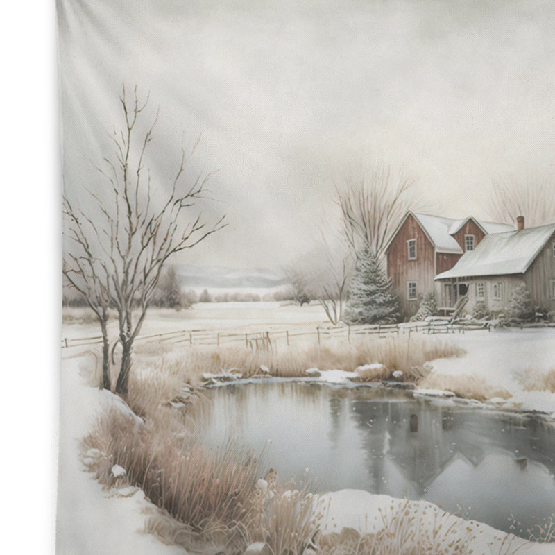 Polyester de l'Arkansas Farm en tapisserie d'hiver, H 32 po x l 39 po