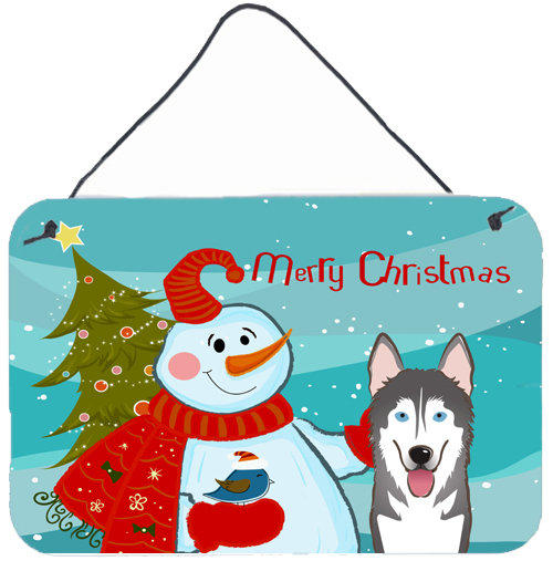 Impression sur plaque bonhomme de neige, Malamute d’Alaska