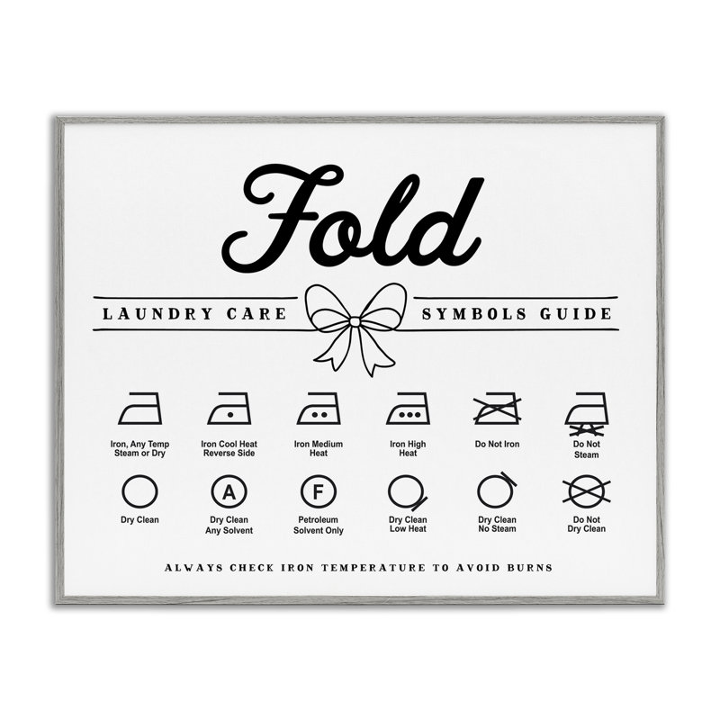 «Fold Laundry Symbols», giclée encadrée à détail de nœuds, design par lettré et doublé, Estampe numérique Farmhouse