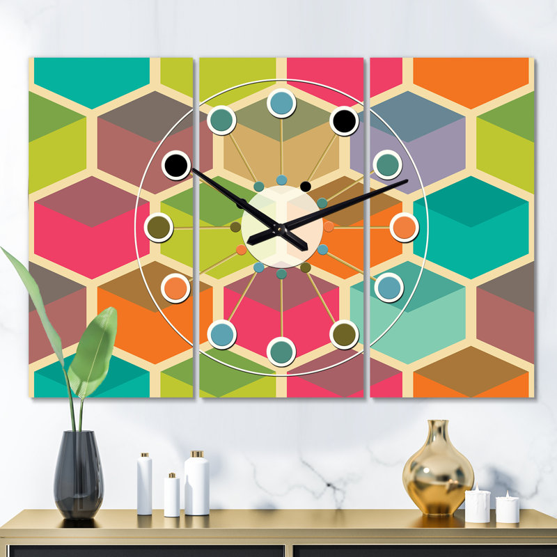 Horloge murale hexagonale rétro surdimensionné i Mid-Century