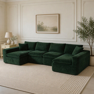 Modular Sectional Cloud Couch for Living Room - 130" Modular U Shaped Sectional Couch, No Assembly Compression Sofas, Comfy Floor Sofa with Memory Foa