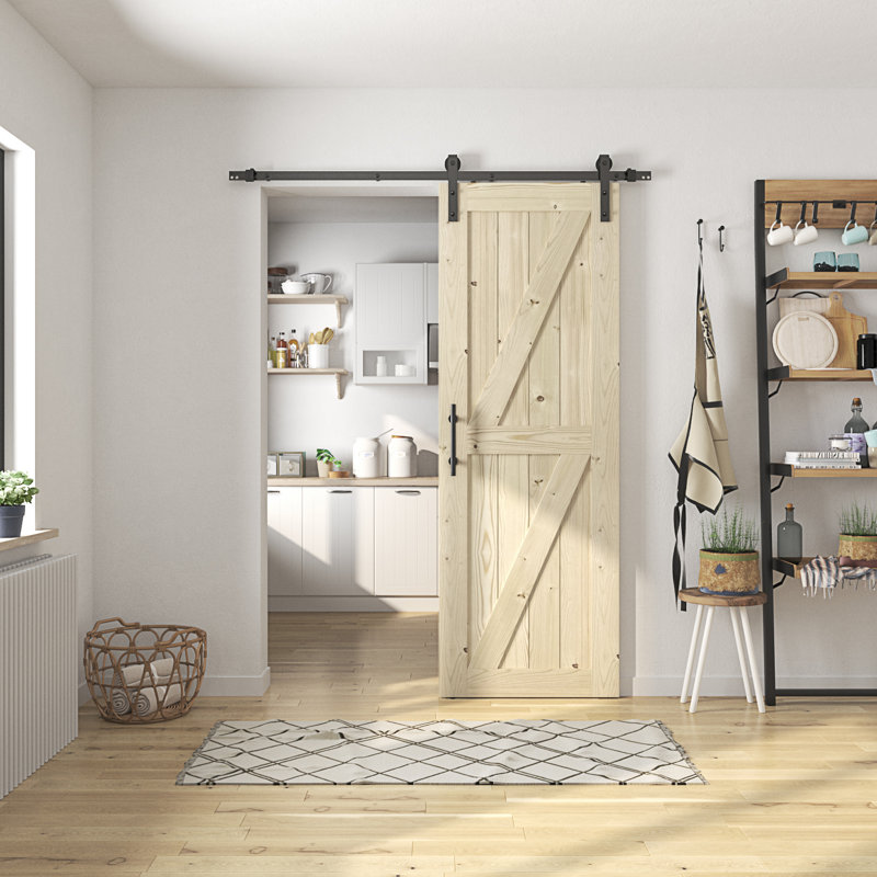 Coast Sequoia 84" Knotty Pine Wood Sliding Barn Door with Hardware Kit
