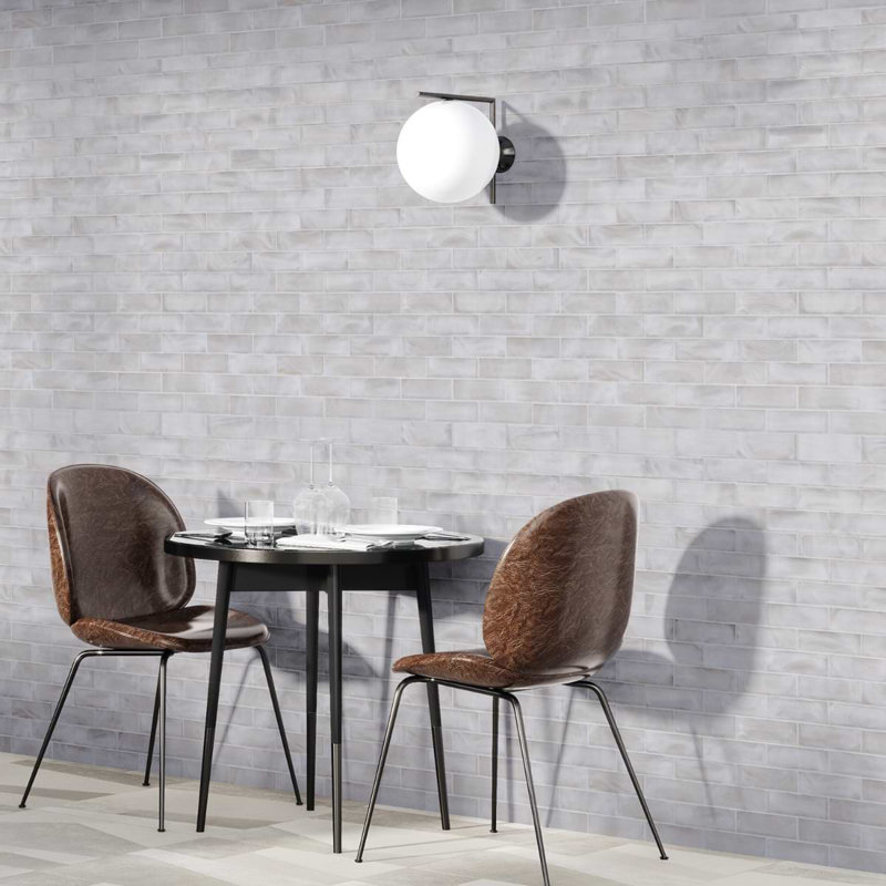 Magico 12x12 Iridescent Polished Glass Mosaic Tile, Pearly White