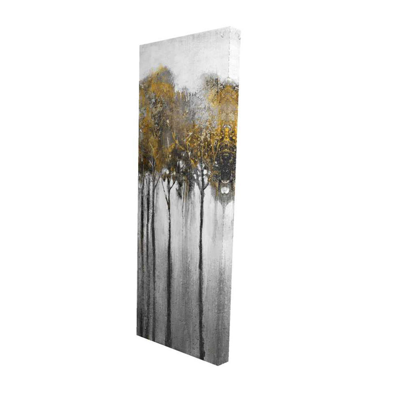 Abstrait forêt jaune - Décoration contemporaine sur toile, H 60 po x l 20 po