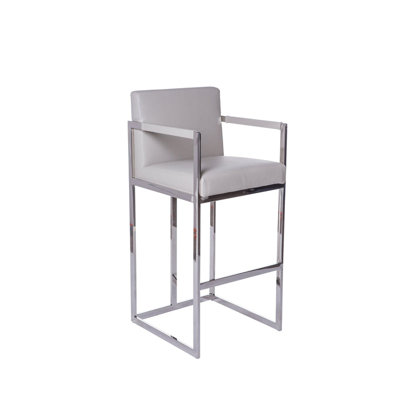 Upholstered Counter Stool with Metal Frame