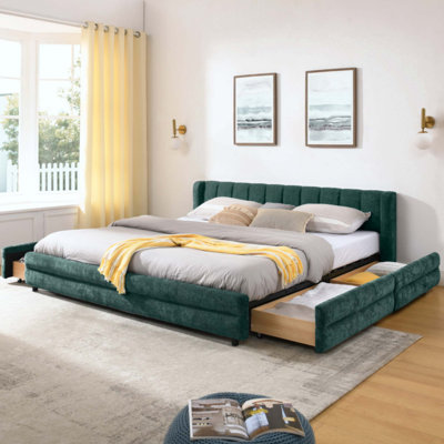 Upholstered Bed Frame With Thick Fabric, Comfortable Upholstered Bed Frame, Chenille Fabric, With Headboard And Solid Bed Frame