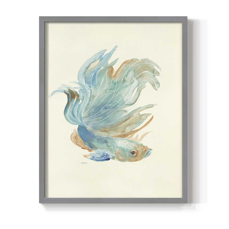 Betta I Framed Print - Solid Wood, Gray, 15" H x 12" W