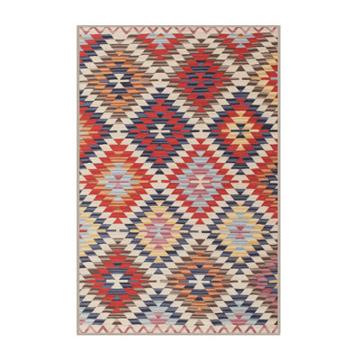 Tapis de zone rouge/bleu contemporaine