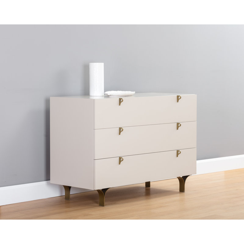 Celine 3 - Drawer Solid Wood Dresser, Cream