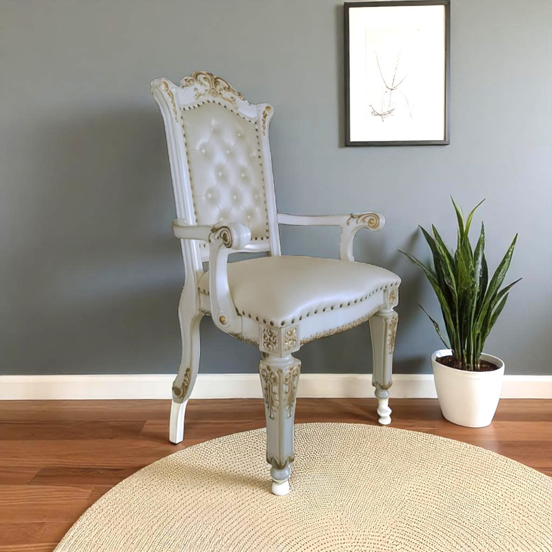Cielo Synthetic Leather Executive Office Chair with Antique Pearl Finish