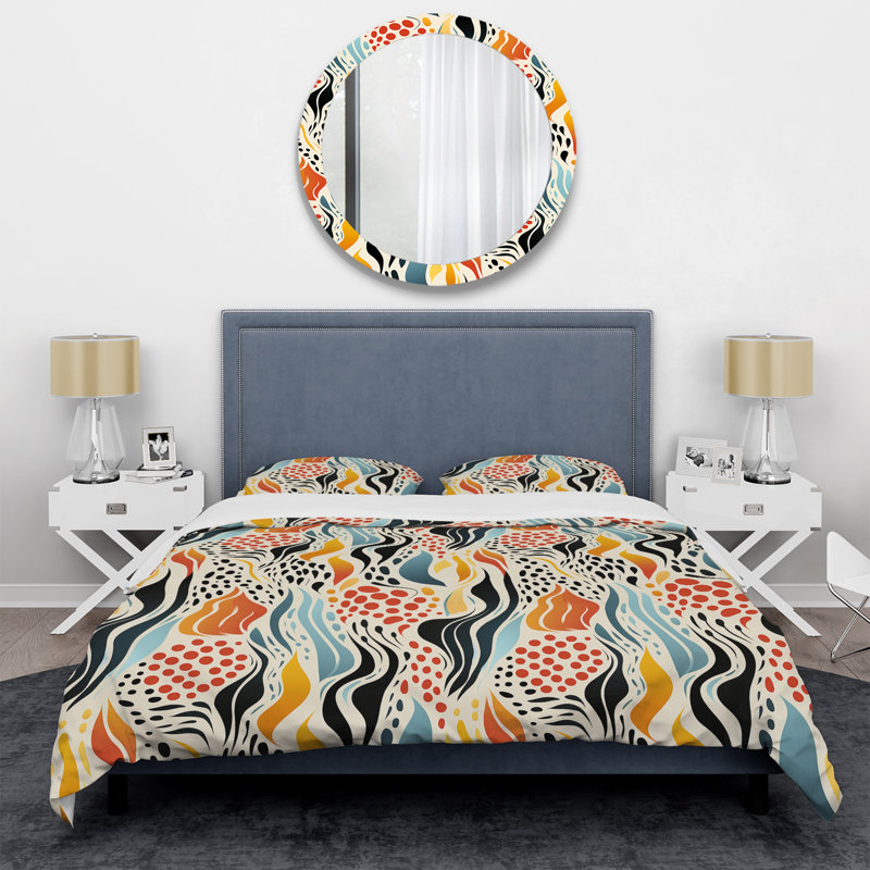 Ensemble de housse de couette Abstract Coral Reef Multicolor Azure, Housse de couette pour très grand lit et 2 très