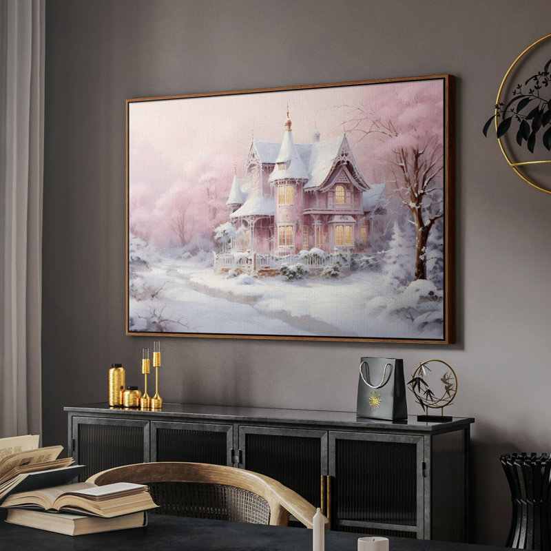 Paysage rétro - CXCV, Toile encadrée noyer flottant, H 27 po x l 41 po x P 2 po