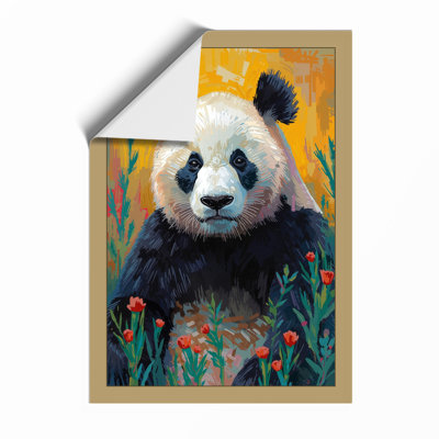 Panda Among Wildflowers Modern Framed Art Print