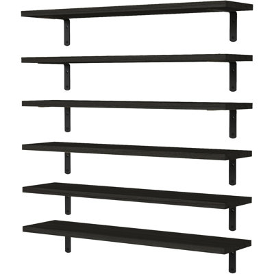 Set Of 6 Floating Shelves For Wall Decor, Rustic Farmhouse Wood Shelves For Bathroom, Bedroom, Living Room, Kitchen - Sturdy Wall Mounted Storage Shelves With Natural Wood Grain