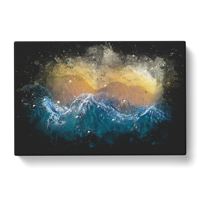 Incoming Waves Paint Splash - Wrapped Canvas Print, 40cm H x 60cm W x 3cm D