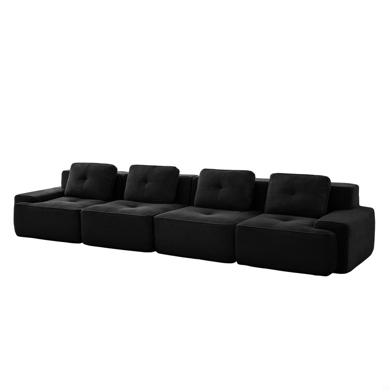 153" Modular Sectional Sofa, Black