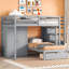 Lit superposé double au-dessus de simple avec garde-robe, tiroirs, gris-1320849813