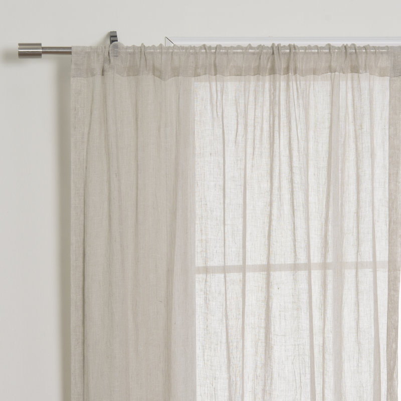 Burtie Linen Room Darkening Single Curtain Panel, White/Mustard