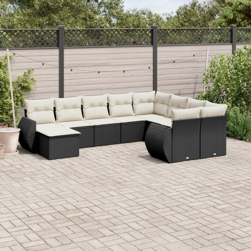 Ensemble de canapé de jardin Vidaxl noir, blanc crème
