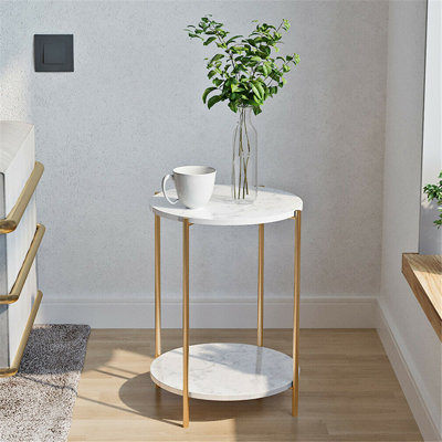 Cassity Stone Top End Table with Storage