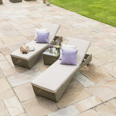 Milligan 198 cm Long Reclining Single Chaise with Cushions and with Table